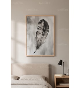Tüy ve Doğa Minimalist 1. Kalite Ahşap Çerçeveli Tablo