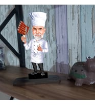 Kişiye Özel Aşçı Beyaz Önlüklü Karikatür Ahşap Biblo