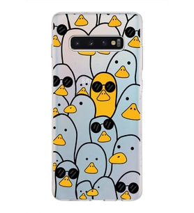 Samsung Galaxy S10 Plus Kapak Duck Tasarımlı Şeffaf Silikon Kılıf
