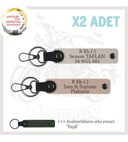 Hız Severlere Özel, İsim Plaka ve B Rh (-) Kan Grubu Yazılı x2 Anahtarlık Set, Yavruağzı-Pudra-Ysl (Çok Renkli)