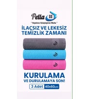 Active Çamaşır Suyu Ile Kullanılabilen Tek Mikrofiber 3'lü Temizlik Bezi (40X60) Büyük Boy