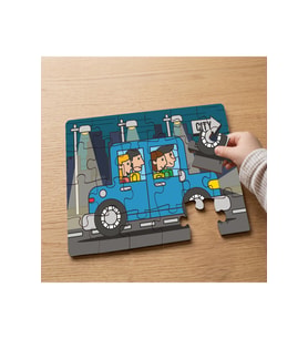 Araba İle Yolculuk Tasarımlı 24 Parça Ahşap Çocuk Puzzle