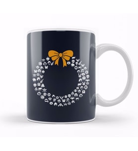 Overwatch Symbols Christmas Wreath Pattern Kupa Bardak Porselen