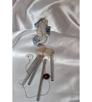 Deprem Çanı Zili Rüzgar Çanı Denizatı Feng Shui 5 Metal Boru (MAVI-BEYAZ)