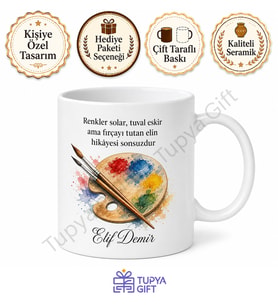 Boyama Tutkunu İçin Özel Baskılı Kupa Bardak Ressam Hediye Sanatçı Mug