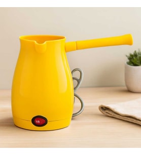 Elektrikli Türk Kahvesi Cezvesi 0.4L 1000W Çift Ağız - Sarı