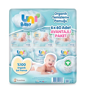 Unı Baby Bebek Temizleme Pamuğu 6x60 Adet - Standart