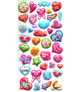 Sticker Kabartmalı Stiker Defter, Planlayıcı Etiket (limlra-017) - 17X9 cm - Kalp Love