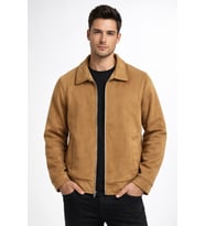 Erkek Siyah Regular Fit Mevsimlik Süet Spor Mont BGL-ST05013
