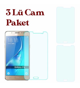 Samsung Galaxy J7 2016 Uyumlu Temperli Kırılmaz Cam Ekran Koruyucu 3 lü Set