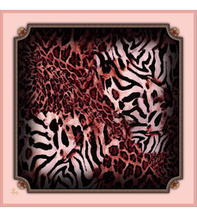 Leopar Desen Black Seri Twill Eşarp Eşarp Askısı ile Birlikte 90x90 cm Siyah Tab
