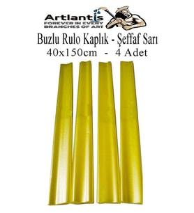 Buzlu Rulo Şeffaf Sarı Kaplık 4 Adet 40x150 cm Defter Kitap Kaplığı Okul Öğrenci Rulo Kaplık