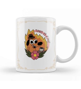 This Is Fine Meme Dog Kupa Bardak Porselen