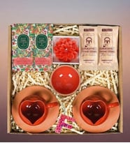 Kalp Çömlek El Yapımı Kahve Fincanı & Kase & Harf Anahtarlık & Lotus Mum & Kahve & Kokulu Mendil & Sevgililer gününe özel (Kırmızı)