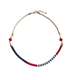 Handcraftedbyoz, Kadın, Etnik, Bohem, El yapımı, Marin, Three Colors Kolye