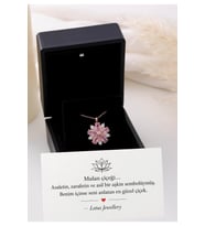 Işıklı Kolye Kutulu Gümüş Mulan Çiçeği Kolye 925 Ayar Gümüş Kolye