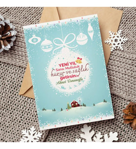 Yılbaşı Süsleri Temalı Kişiye Özel Kartpostal