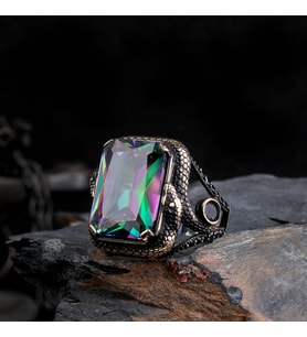 Senin Silver – Mühr-ü Erk 925  Gücün Sembolü Gümüş Erkek Yüzük (Mavi)
