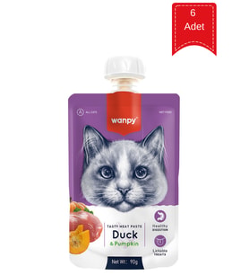 Wanpy Ördekli ve Bal Kabaklı Ezme Kedi Ödül Maması 90 Gr X 6 Adet