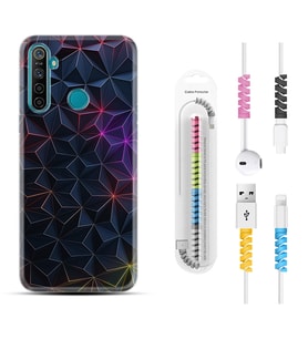 Realme 5i 5 Pro 6i 7 Pro 8 Kılıf Kablo Koruma Spiral Silikon Renkli Prizmalar 1783