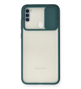 Newface Samsung Galaxy A11 Kılıf Palm Buzlu Kamera Sürgülü Silikon - Yeşil