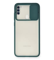 Newface Samsung Galaxy A11 Kılıf Palm Buzlu Kamera Sürgülü Silikon - Yeşil