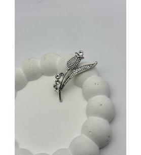Vip Silver Taşlı Lale Broş - 26brs28