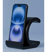 Dekoratif C Harfi Tasarımlı Masaüstü Akıllı Telefon Standı ve Tutucu (Siyah)