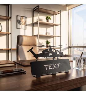 Kişiye Özel Atak Helikopteri Metal Masa İsimliği Askeri Pilot Atama Terfi Ofis Hediyesi
