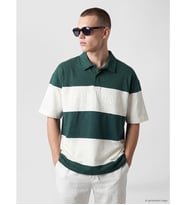 LC WAIKIKI Yeşil Polo Yaka Renk Bloklu Erkek Tişört