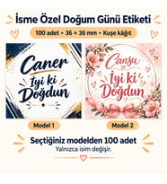 GrafiHome İsme Özel Doğum Günü Etiketi 100 Adet 36x36 mm Model 1 Lacivert