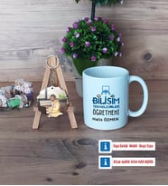 Bilişim Teknolojileri Öğretmeni Kupa Bardak Beyaz ve Fotoğraflı Ahşap Anahtarlık Hediye Öğretmenler Günü Hediyesi (Model 1)