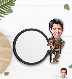 BK Gift Kişiye Özel Asker Karikatürlü Ahşap Bardak Altlığı-2