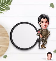 BK Gift Kişiye Özel Asker Karikatürlü Ahşap Bardak Altlığı-2
