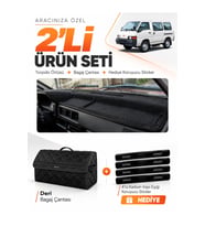 e-biz MITSUBISHI L300 (1986-1999) Uyumlu Torpido Örtüsü + Deri Bagaj Çantası Seti - Siyah - MI010
