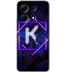 İnfinix Note 30 Pro Kılıf HD Desen Baskılı Kılıf - Dark Neon Yaprak K Harfi