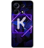 İnfinix Note 30 Pro Kılıf HD Desen Baskılı Kılıf - Dark Neon Yaprak K Harfi