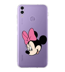 Huawei Honor 8c  Kamera korumalı Kapak Minnie Mouse Tasarımlı  Şeffaf Kılıf