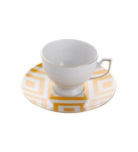 Porland Morocco Desen4 Sarı Tabaklı Çay Fincanı 170cc  04A+P018904