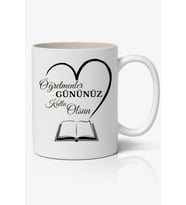 Öğretmenler Gününüz Kutlu Olsun Öğretmenler Günü Hediyesi Baskılı Beyaz Kupa Bardak
