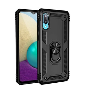 Samsung Galaxy A02 Kılıf Sofya Yüzüklü Silikon Kapak - Siyah