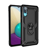 Samsung Galaxy A02 Kılıf Sofya Yüzüklü Silikon Kapak - Siyah