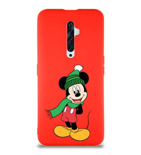 Oppo Reno 2Z Soft Premier Kapak Mickey Mouse-G Tasarımlı Silikon Kılıf - Kırmızı (Şeffaf)