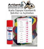 Katla Yapıştır Geometrik Şekiller Açılımları ve 20 Gr Fatih Stick Yapıştırıcı Geometrik Cisimler Proje Tasarım Okul Sınıf Materyali (Çok Renkli)