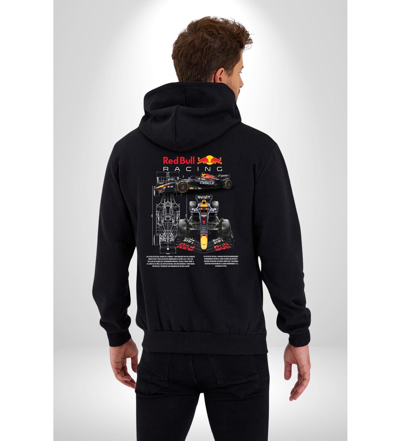 Red Bull Racing RB19 Yarış Arabası Kadın Erkek Siyah Kapüşonlu