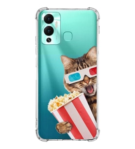 PrintiFy İnfinix Hot 12 Play Uyumlu Kedi 1 Baskılı Şeffaf Köşe Korumalı Antişok Kılıf