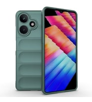 İnfinix Hot 30 Kılıf Esnek TPU Oyuklu Arka Yüzey Tasarımlı Etnik Silikon Kapak (Koyu Yeşil)