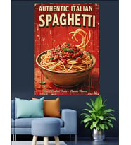 Spagetti Makarna Yemek Poster Dekoratif Kanvas - Mdf Ahşap Tablo