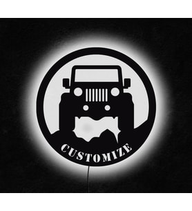 Kişiselleştirilebilir Jeep Tasarımlı Led Mdf Duvar Tablosu, 6mm Ahşap Duvar Dekoru