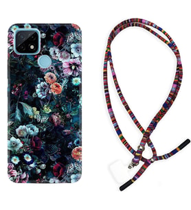 Realme C11 C21 C21Y C25Y C11 2021 Kılıf Boyun Asklı Rasta Silikon Great Flowers 1304